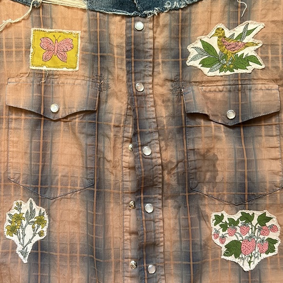 Upcycled free people plaid patched woodland fairy witch / faerie nymph skirt - Picture 6 of 12